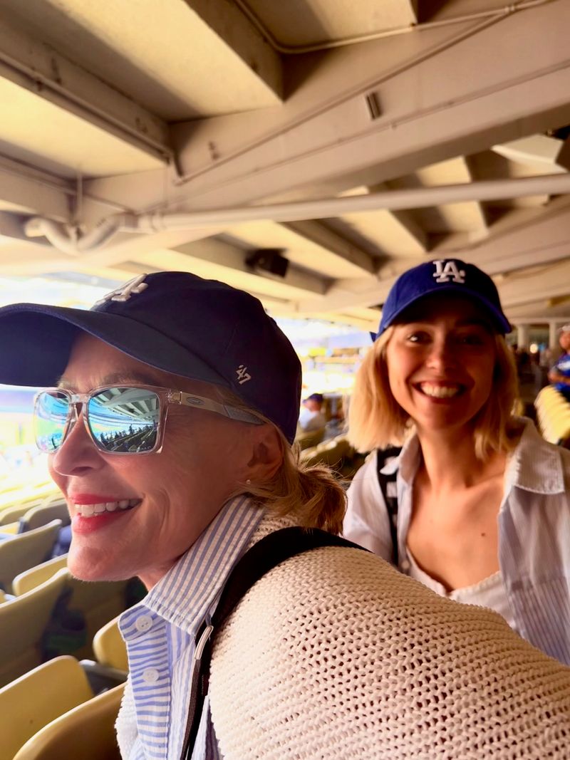 Erica and Di at a Dodgers game.