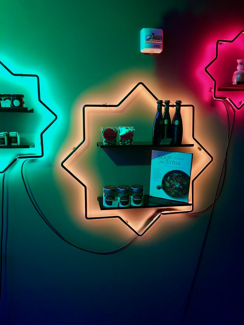 Neon shelves.